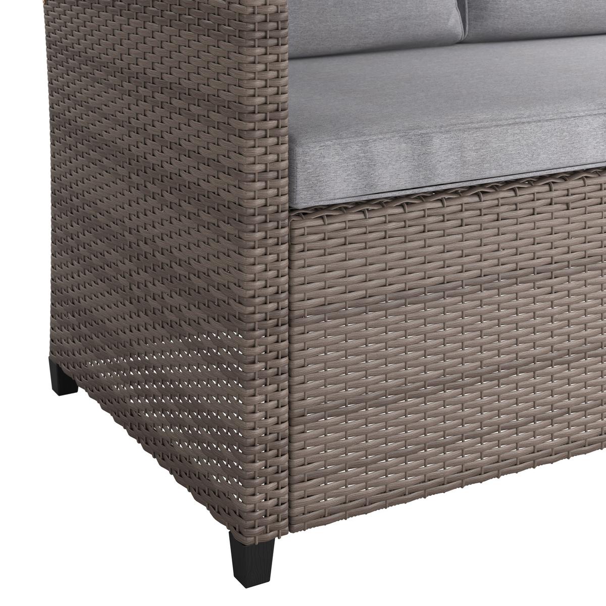 Loungegarnitur 5-Tlg. Porto aus Kunststoff mit Kissen - Grau, MODERN, Kunststoff/Textil (232/175cm) - Beldano