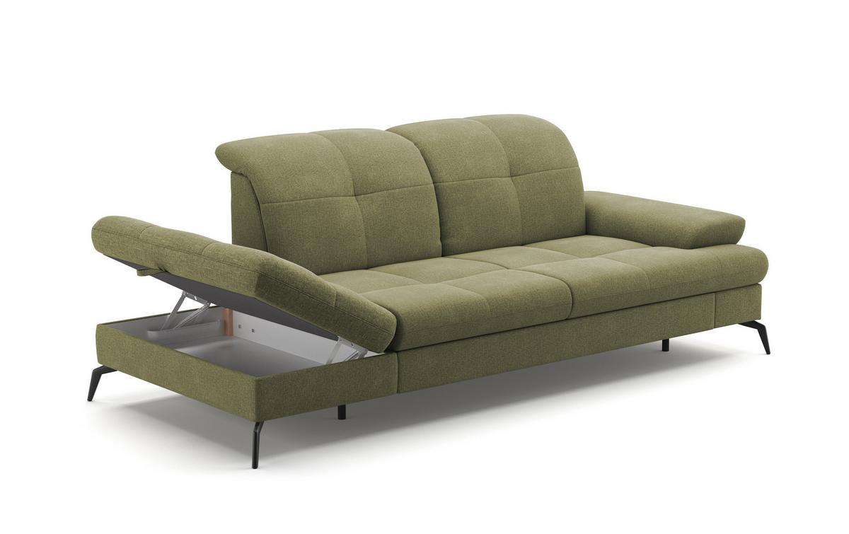 Récamiere Amica E, Hellgrün B: 231 Cm - Schwarz/Hellgrün, KONVENTIONELL, Textil (231/90/122cm) - Sit & More