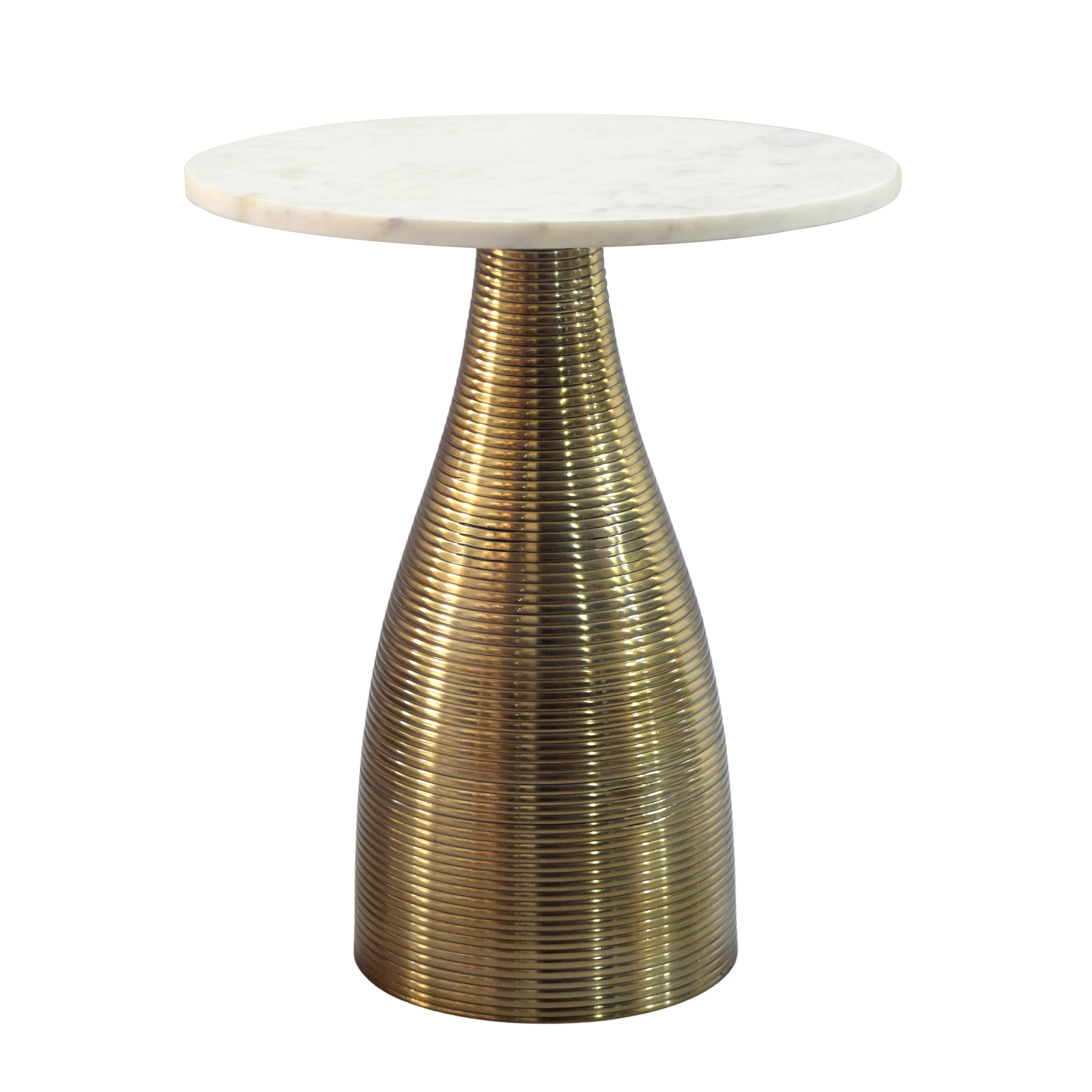 BEISTELLTISCH Weiß L: 40cm - Goldfarben/Weiß, Design, Stein/Metall (40/40/48cm) - Livetastic