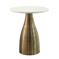 BEISTELLTISCH Weiß L: 40cm - Goldfarben/Weiß, Design, Stein/Metall (40/40/48cm) - Livetastic