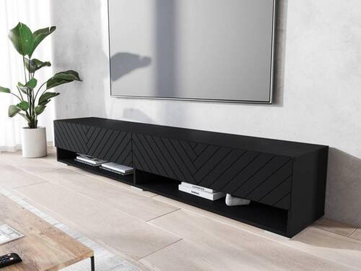 Nízká komoda s LED osvětlením - šedá/černá, Basics, kompozitní dřevo/plast (180/30/31cm) - P & B