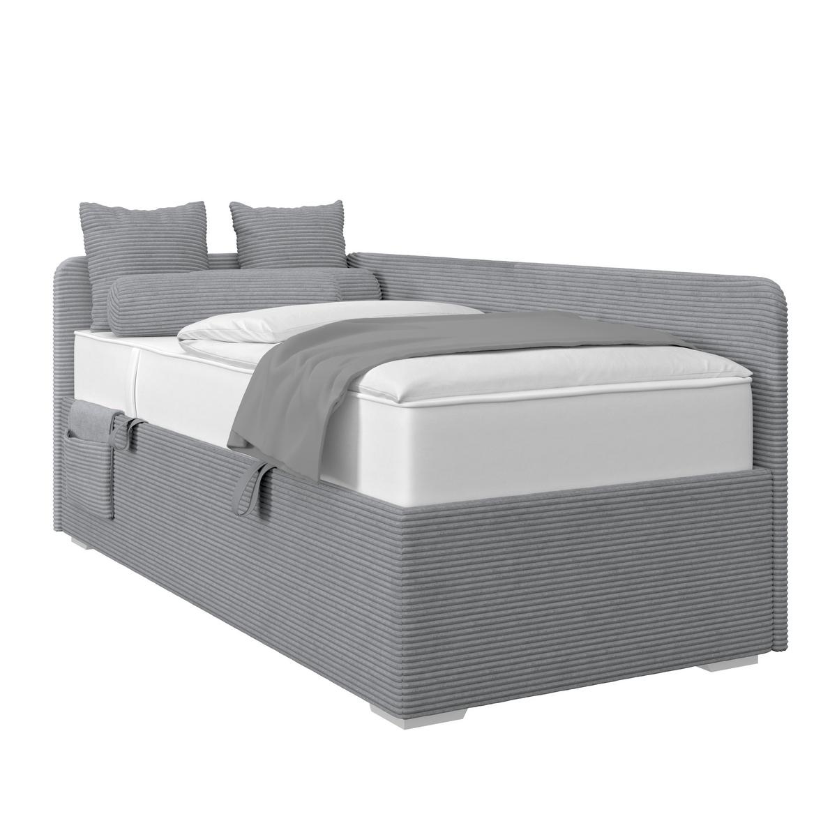 Kárpitozott Ágy Remi 90/200cm - ezüstszínű, Modern, textil/fa (90/200cm)