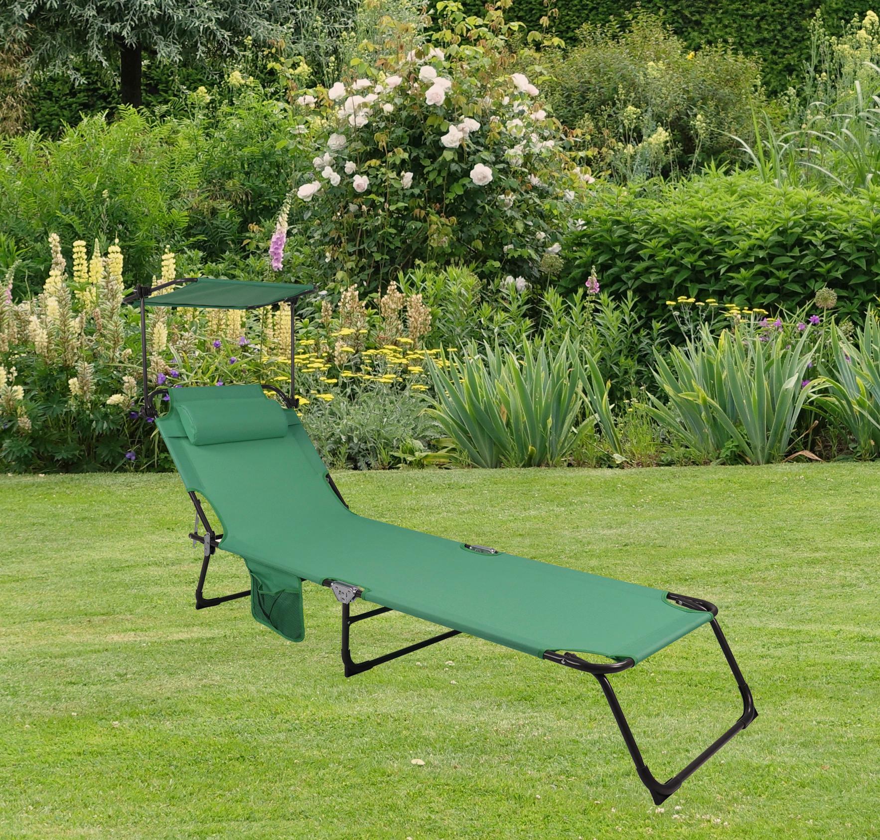 Gartenliege Bindox L Klappbar - Grün, MODERN, Kunststoff/Textil (55/24/185cm) - Ambia Garden