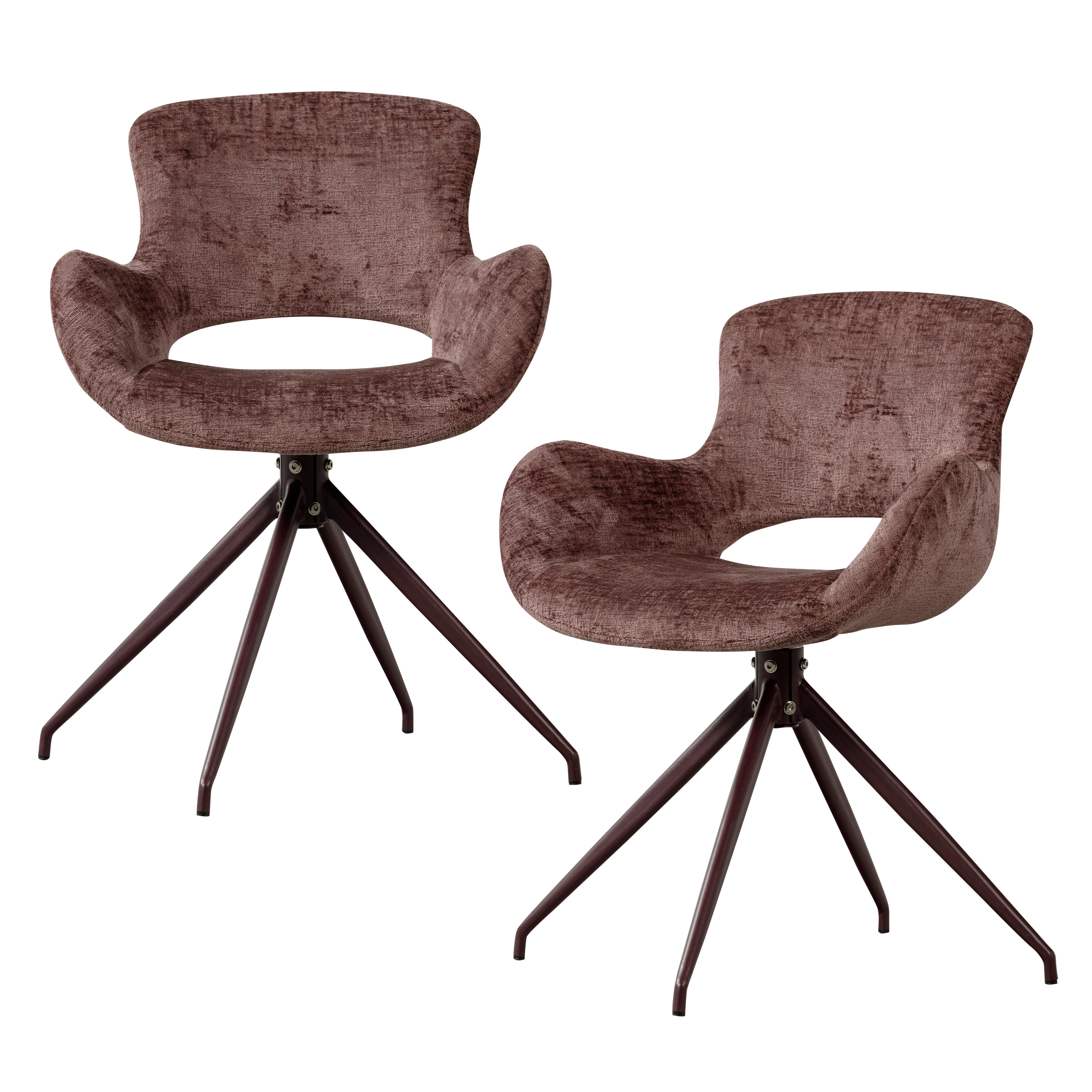 ARMLEHNSTUHL-SET Eliva Lila B: 58cm - Lila/Schwarz, MODERN, Textil/Metall (58/58/82cm) - Livetastic