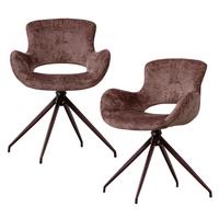 ARMLEHNSTUHL-SET Eliva Lila B: 58cm - Lila/Schwarz, MODERN, Textil/Metall (58/58/82cm) - Livetastic