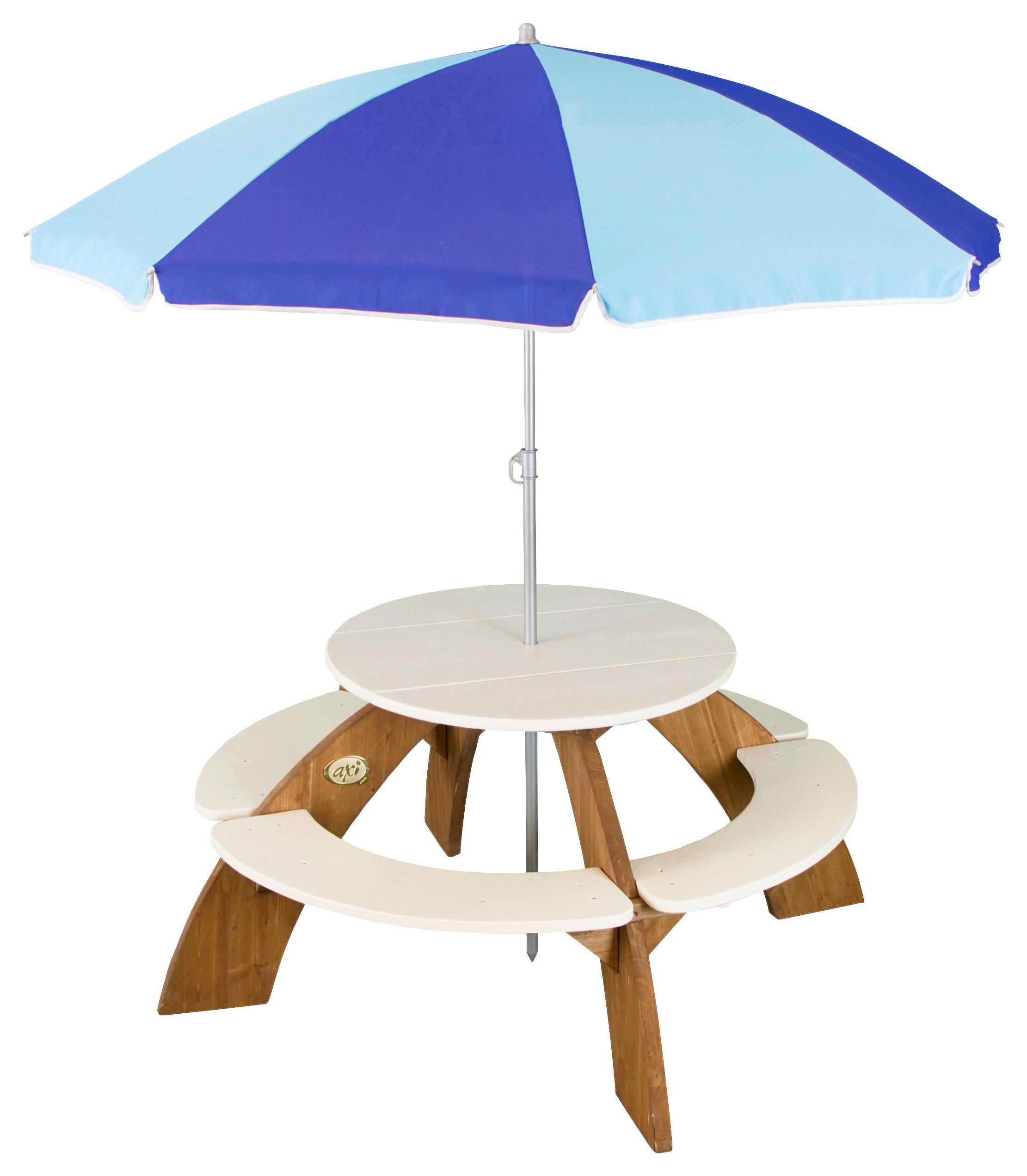 Dětský Stůl Ze Dřeva Axi-Orion Se Slunečníkem - bílá/hnědá, Moderní, dřevo (141/62/141cm)