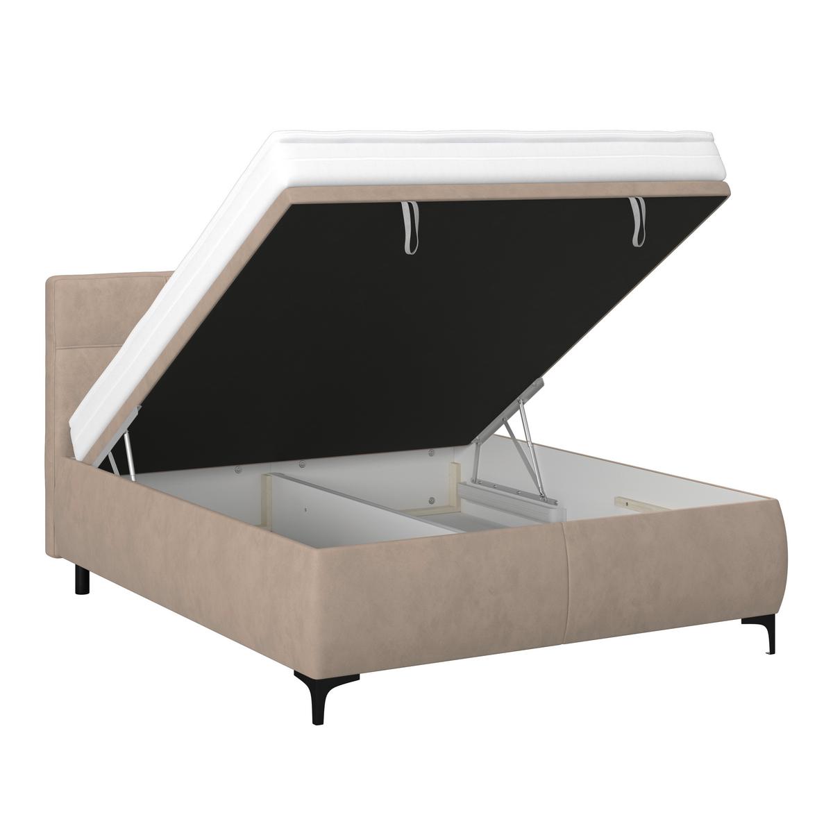 Polsterbett Zeni 140 - Sandfarben/Schwarz, KONVENTIONELL, Holz/Textil (140/200cm)