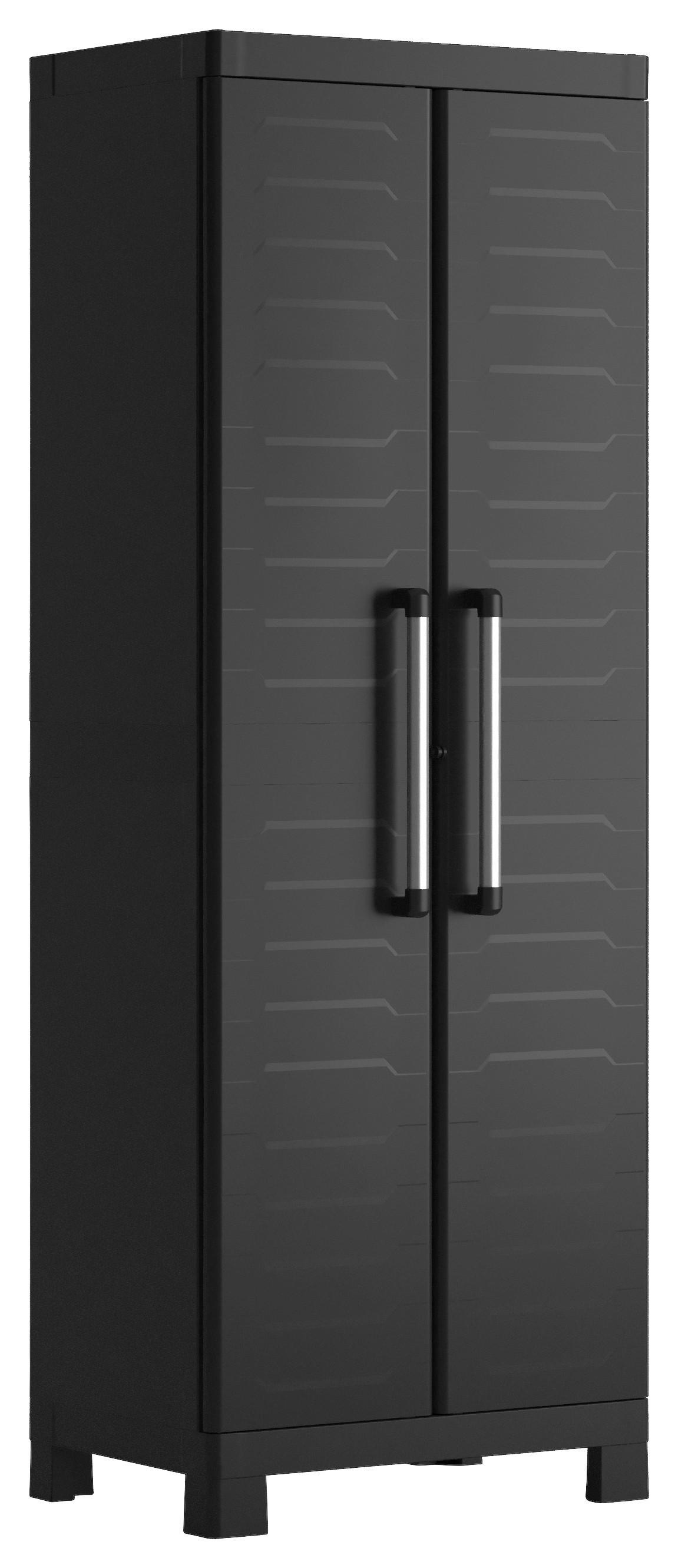 Werkzeugschrank E-Com Detroit Tall B: 45 cm Schwarz - Schwarz, Design, Kunststoff (65/182/45cm) - Keter