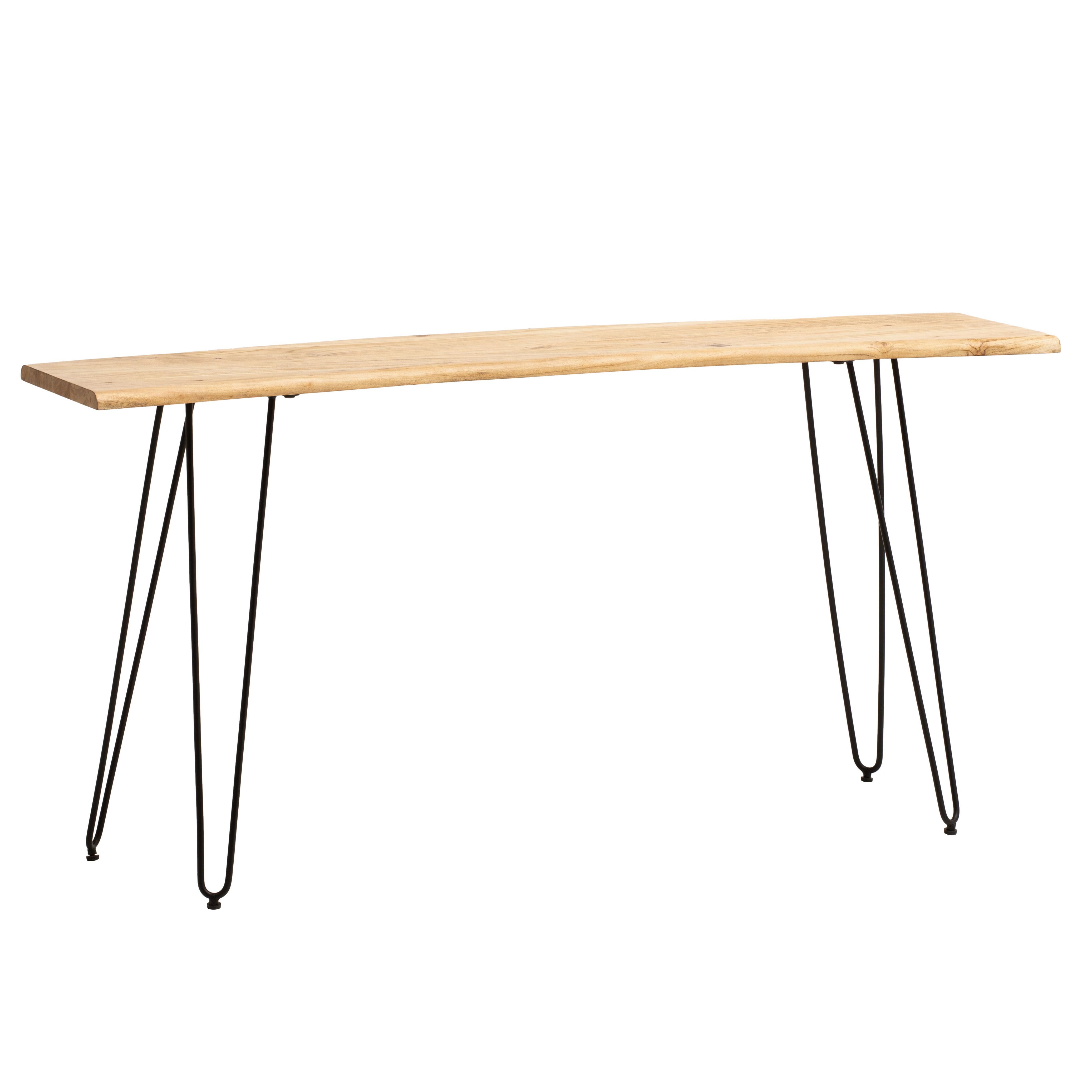 Schreibtisch Akaziefarben L: 150 cm - Schwarz/Akaziefarben, Design, Holz/Metall (150/36/75cm) - MID.YOU