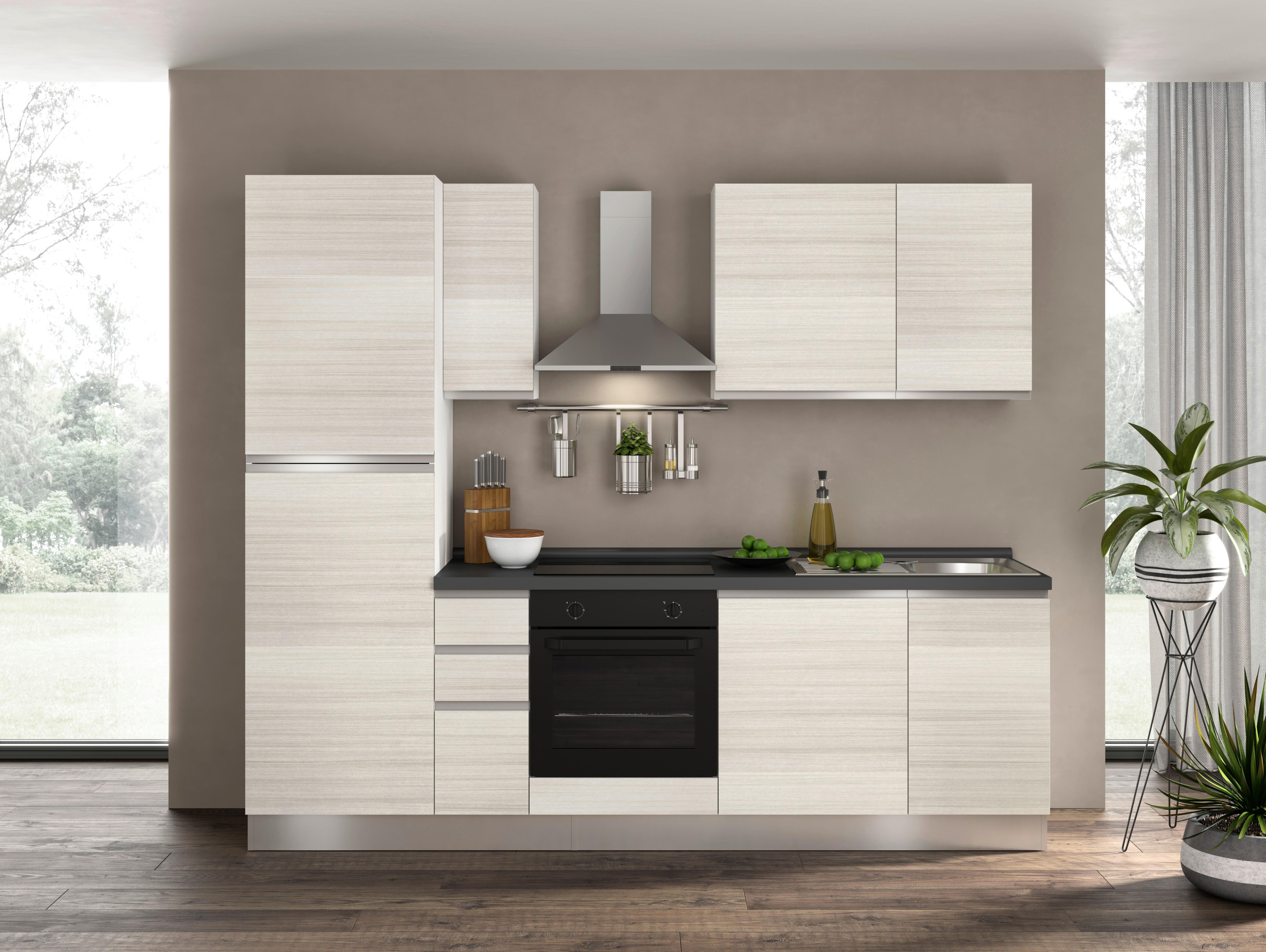 Küchenblock Moena 255 cm mit Geräten Pinienfarben