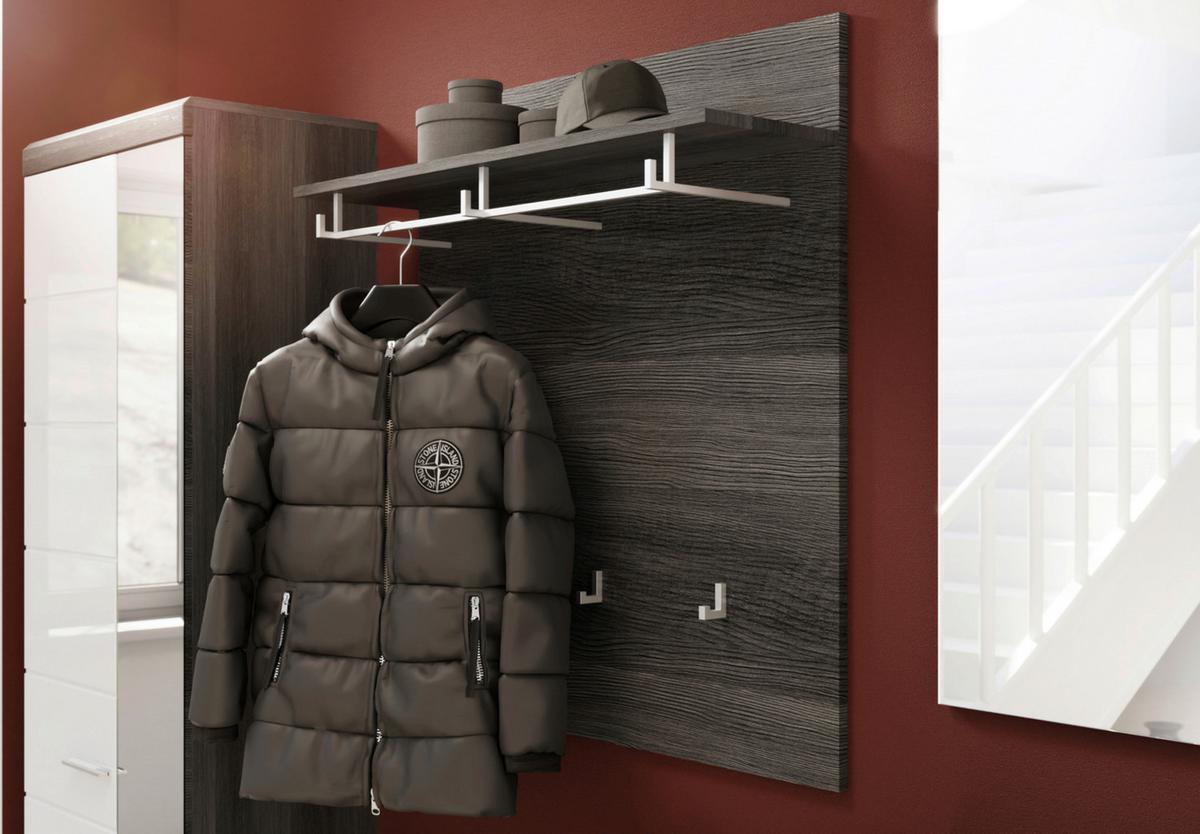 Garderobe Scout Weiß/Rauchsilber B: 272 cm - Dunkelgrau/Weiß Hochglanz, Design, Glas/Holzwerkstoff (272/197/40cm) - MID.YOU