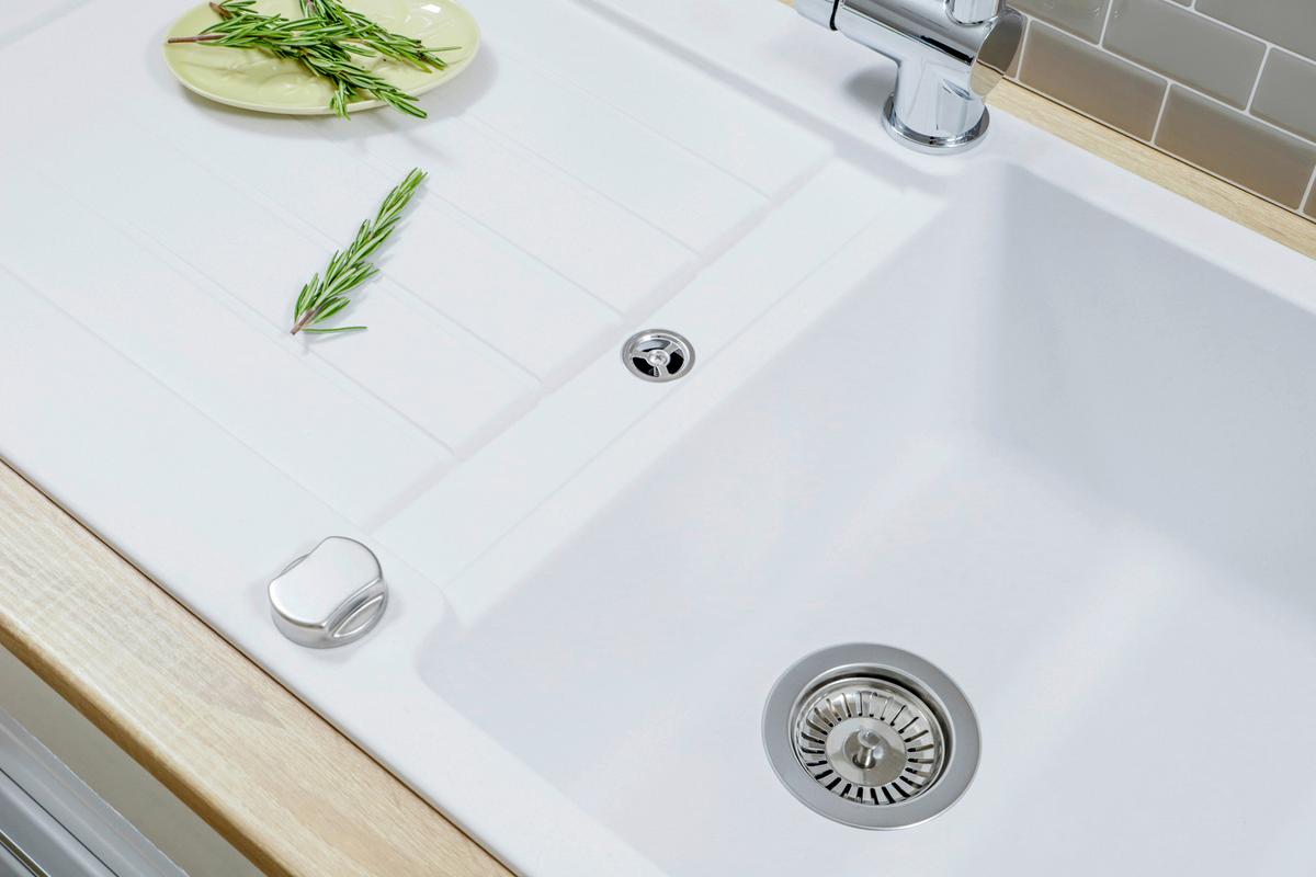 Spüle Austin Weiß B: 86 cm - Weiß, Design, Stein (86/21/50cm) - Respekta