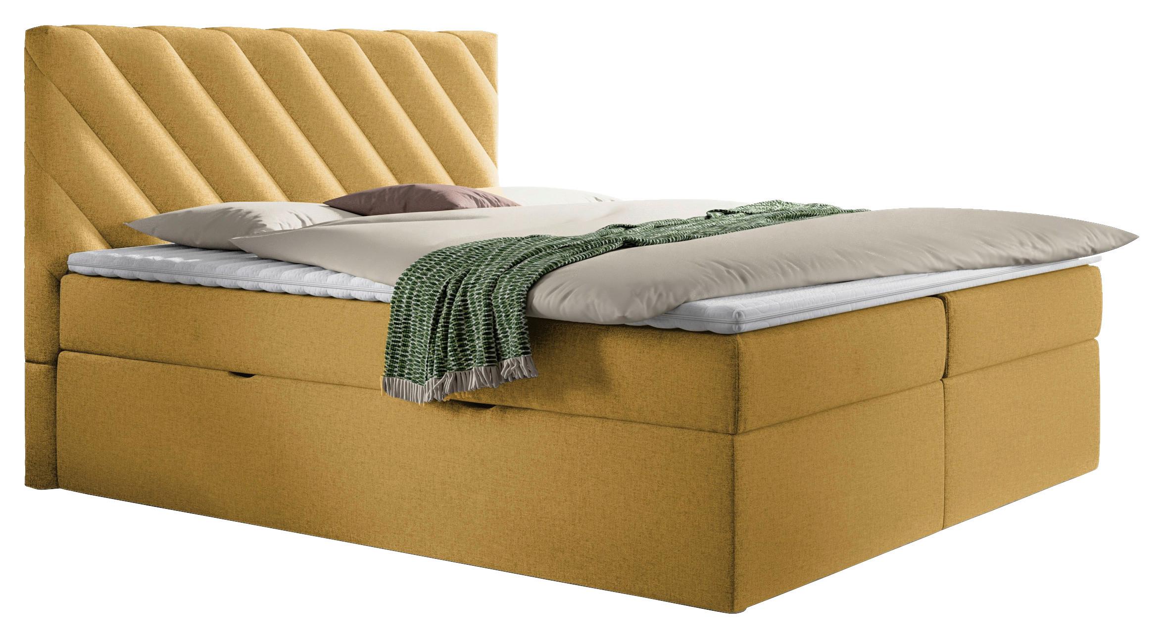 Boxspringbett mit Topper Senfgelb 180x200 cm Gusto