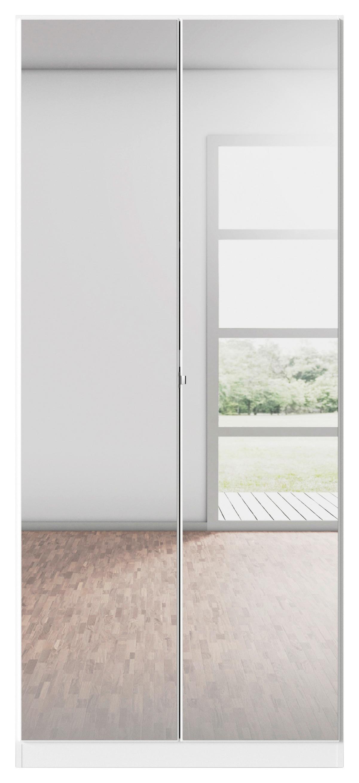 Drehtürenschrank Mit Spiegel 91cm Reflect Alpinweiß - Silberfarben/Weiß, MODERN, Holzwerkstoff (91/210/54cm)