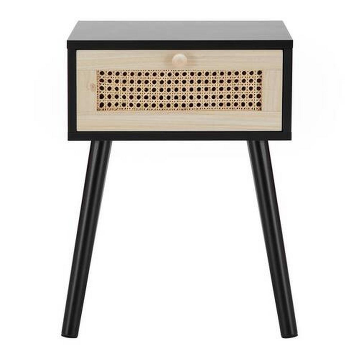 Odkládací stolek DENIS černý - černá/přírodní barvy, Moderní, dřevo/kompozitní dřevo (40/30/54cm) - Bessagi Home