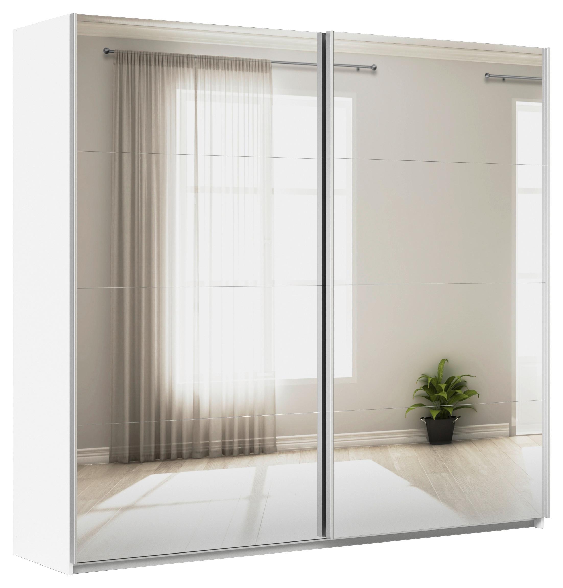 Tolóajtós Szekrény Feldkirch 225/210 Cm - ezüst/fehér, Modern, faalapú anyag/Üveg (225/210/62cm)
