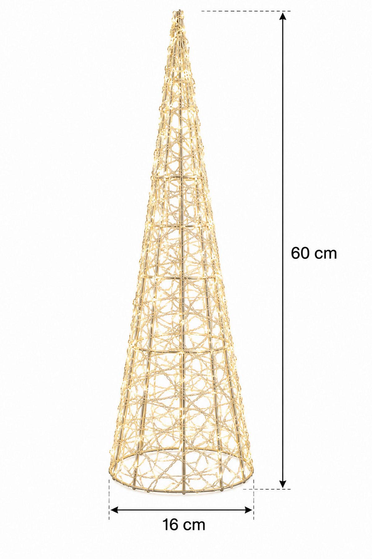 DEKORAČNÍ VÁNOČNÍ STROMEK NATAL - průhledné/barvy zlata, Moderní, kov/plast (16/16/60cm)