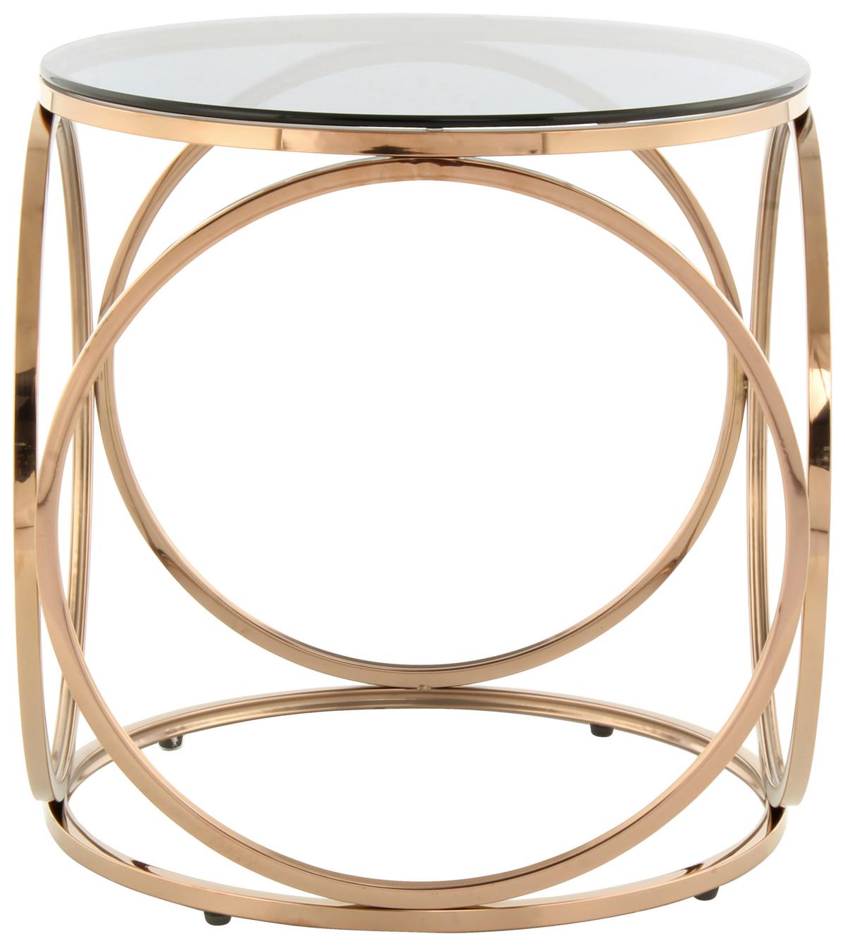 Beistelltisch Whitney 225 Grau/rosegold B: 50 Cm - Roségold/Grau, Design, Glas/Metall (50/50/52cm) - Kayoom