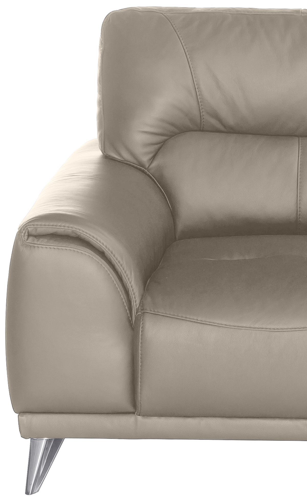 Zweisitzer-Sofa Frisco, Lederlook - Sandfarben/Chromfarben, MODERN, Textil (166/92/96cm) - MID.YOU