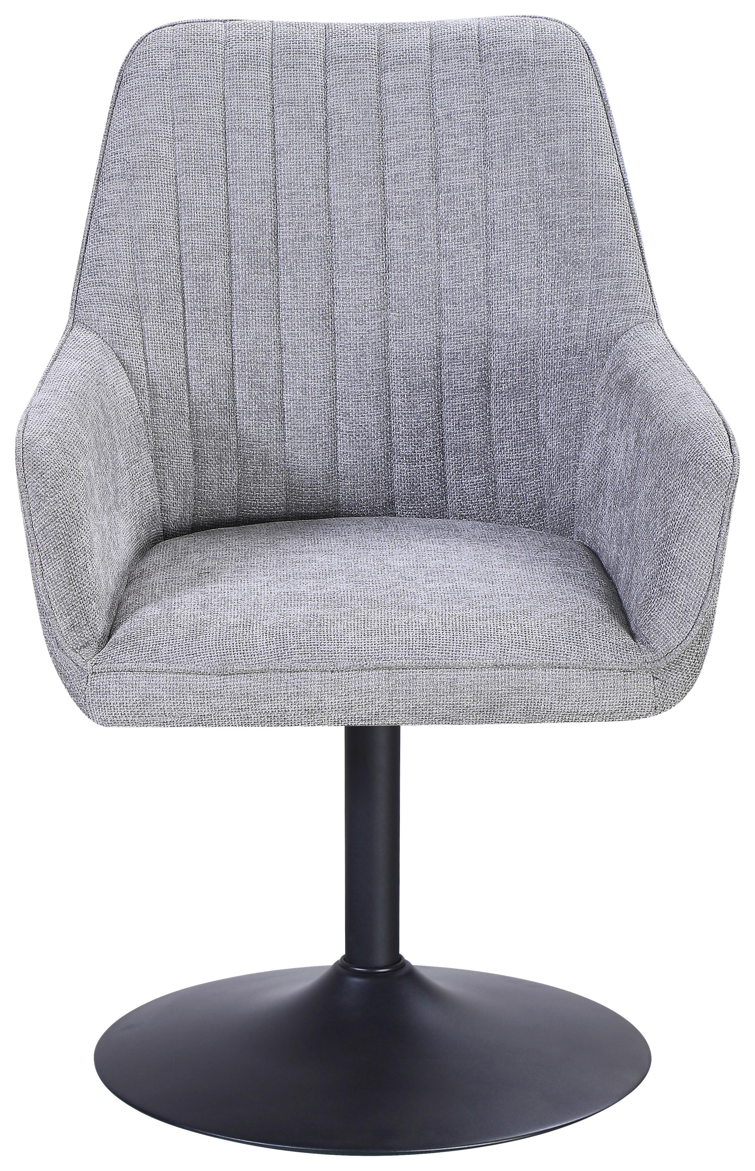 Armlehnstuhl Dany Leinenoptik Grau - Schwarz/Grau, MODERN, Textil/Metall (61/90/61cm) - MID.YOU