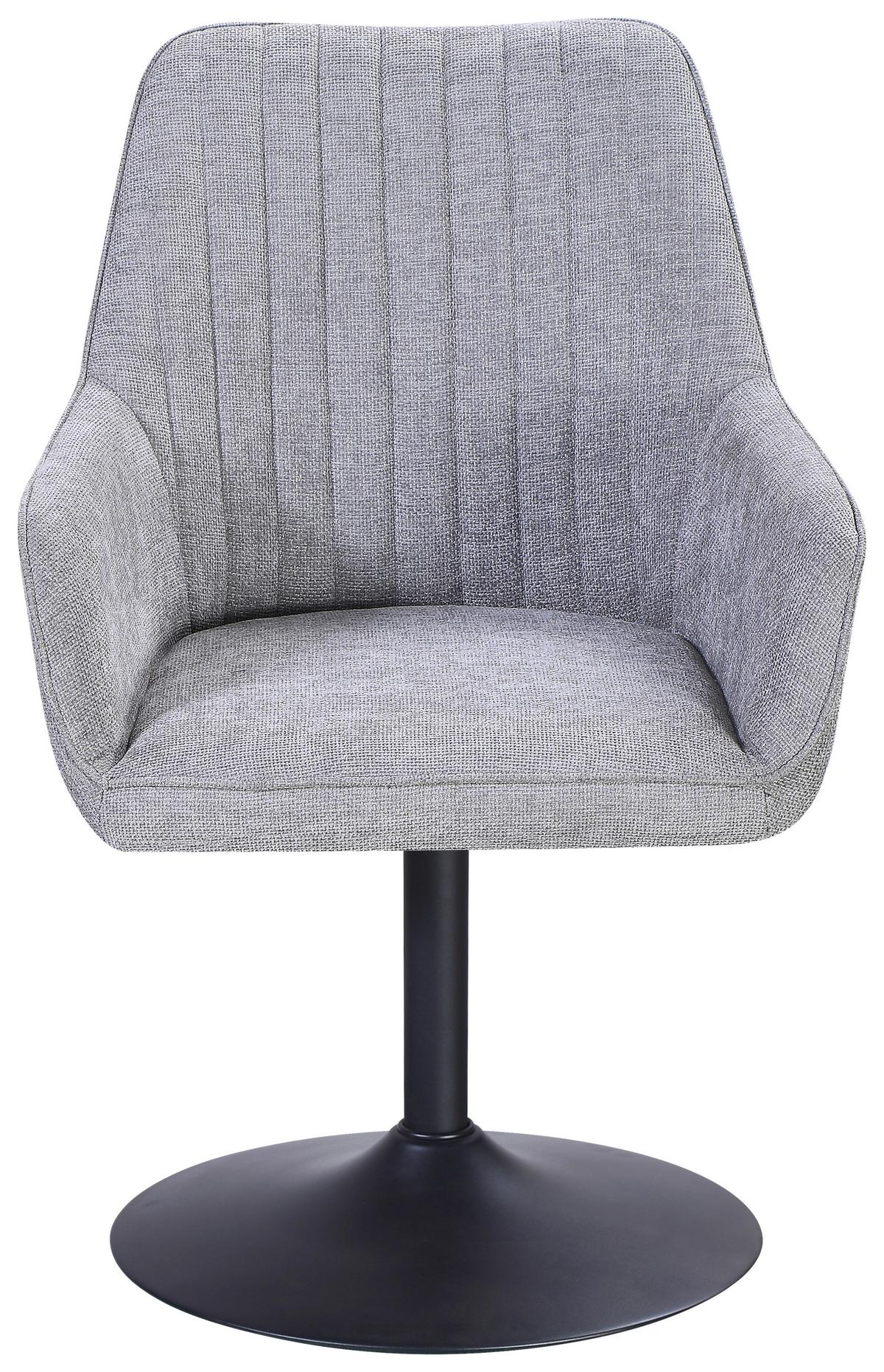 Armlehnstuhl Dany Leinenoptik Grau - Schwarz/Grau, MODERN, Textil/Metall (61/90/61cm) - MID.YOU