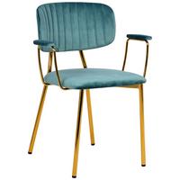 SADA ŽIDLÍ S PODRUČKAMI KIAN - mátově zelená/barvy zlata, Moderní, kov/textil (63/80/51cm) - MID.YOU