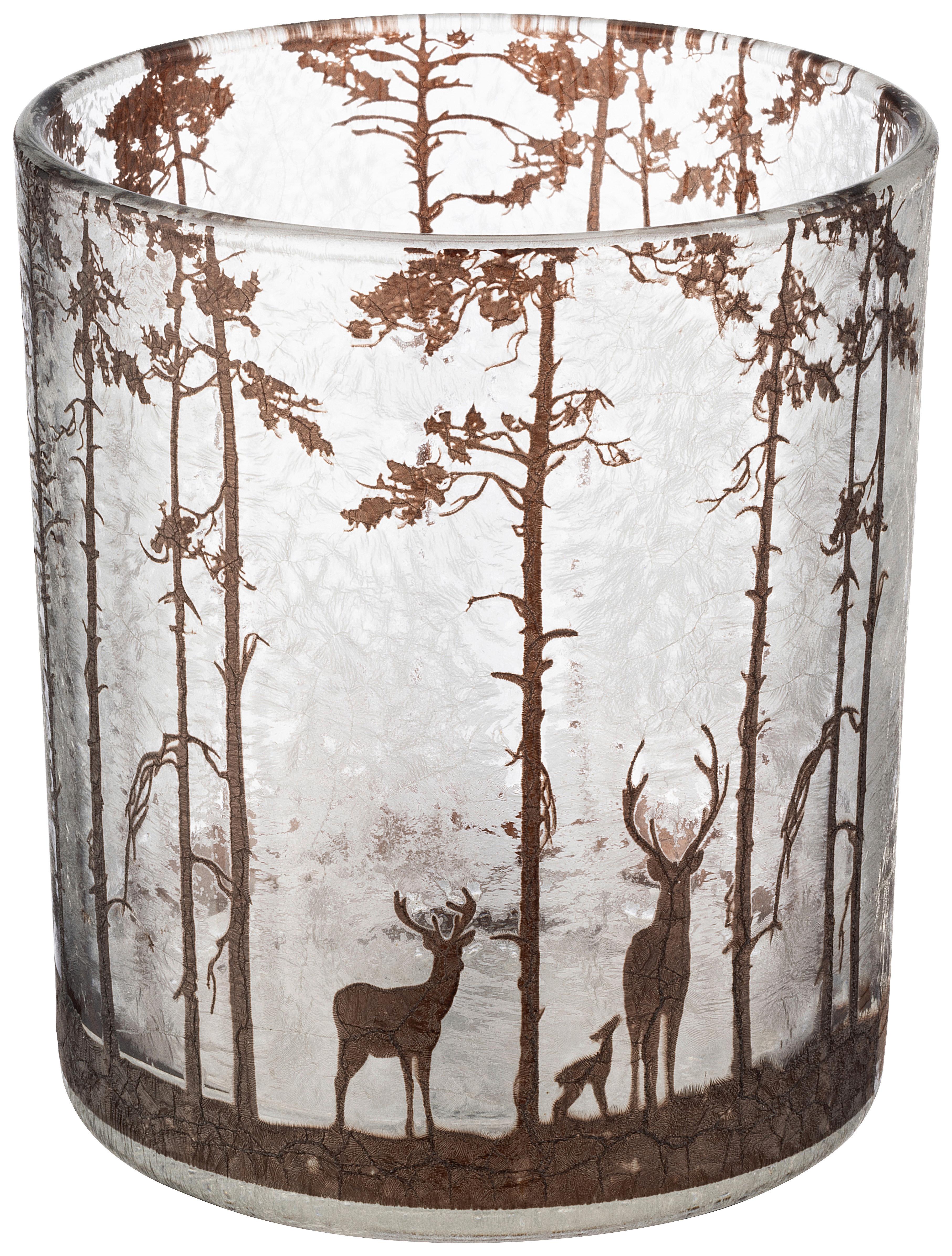 Teelichtglas Laura - Braun/Weiß, KONVENTIONELL, Glas (8,8/10cm) - Luca Bessoni