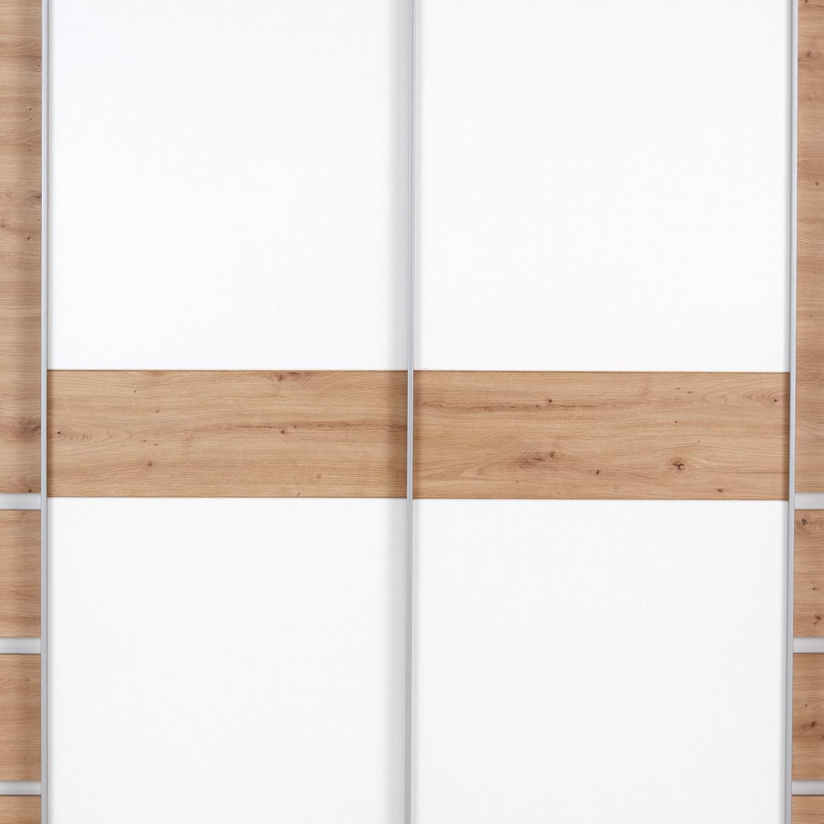 Drehtürenschrank Mit Laden B: 215 Cm Fabio Weiß/eiche Dekor - Eiche Artisan/Weiß, KONVENTIONELL, Holzwerkstoff (215/215/61,9cm)