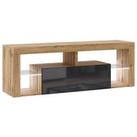 LOWBOARD EVEREST 140 LED - Eiche Wotan/Schwarz, Design, Glas/Holzwerkstoff (140/50,5/35cm) - Livetastic