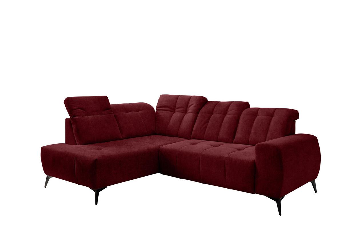 Ecksofa mit USB Anschluss Sano, Bordeaux, S: 200x261 cm - Bordeaux/Schwarz, MODERN, Textil (200/261cm) - Livetastic