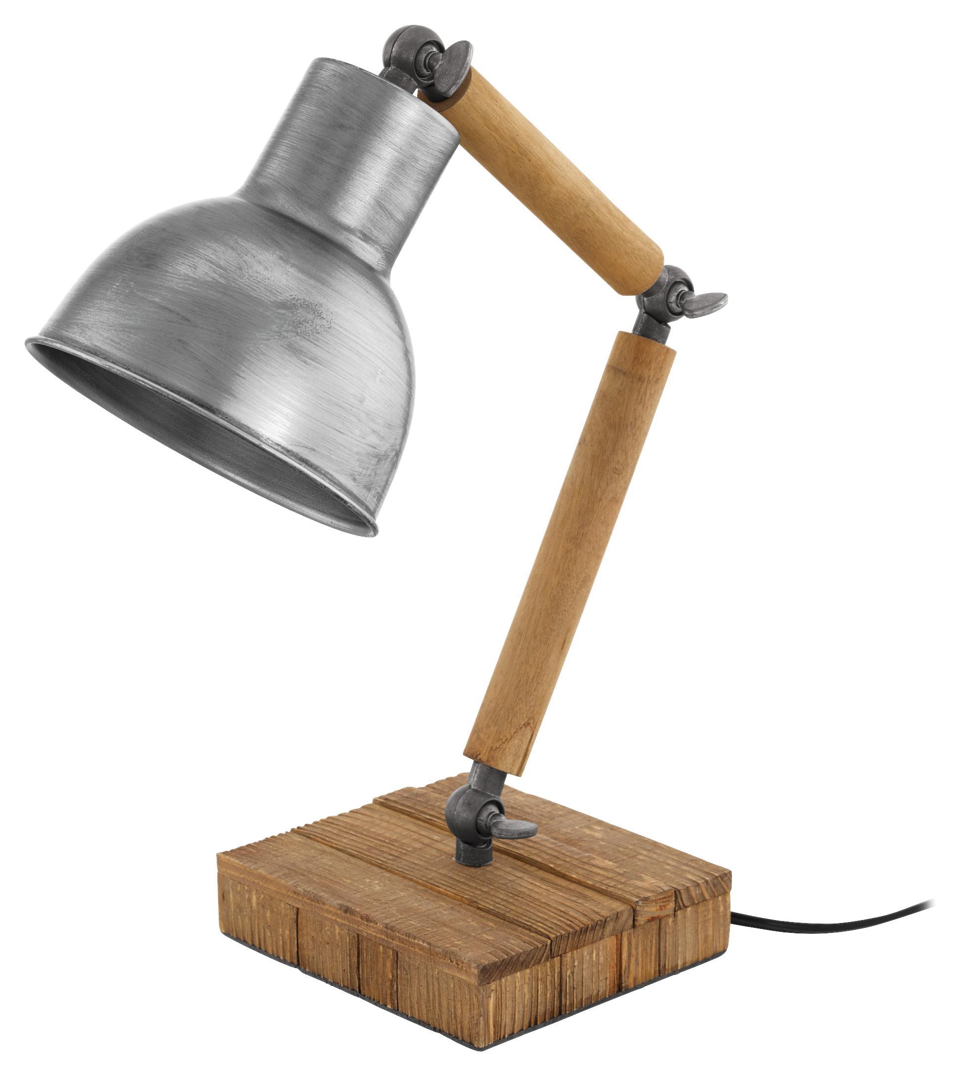 Tischleuchte Stringston - Silberfarben/Schwarz, MODERN, Holz/Metall (14/14/42cm)