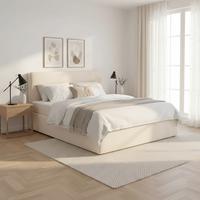 Boxspringová manželská posteľ Marco 180x200, béžová - čierna/krémová, Modern, drevo/textil (180/200cm) - Bessagi