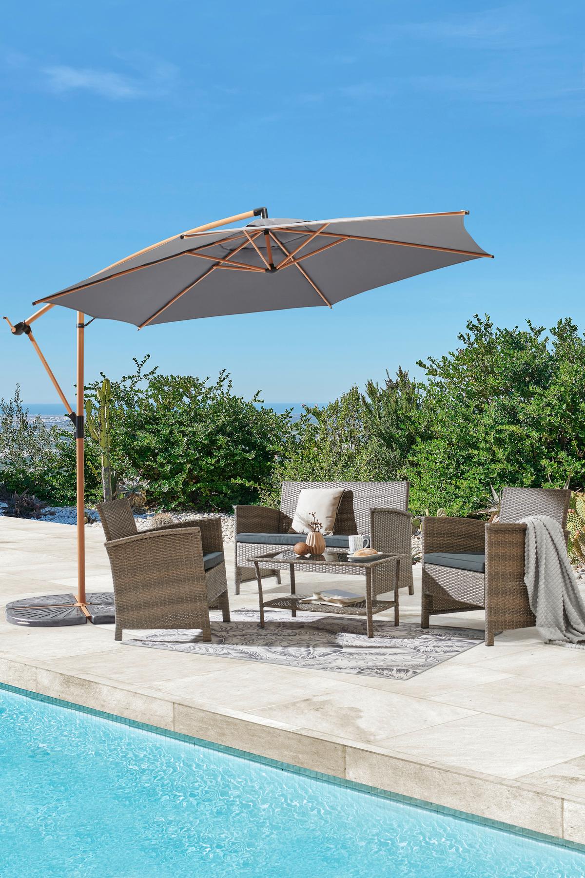 Ampelschirm Exellent Bht: 300x300x248 Cm Anthrazit - Anthrazit/Braun, MODERN, Textil/Metall (300/300/248cm) - Beldano