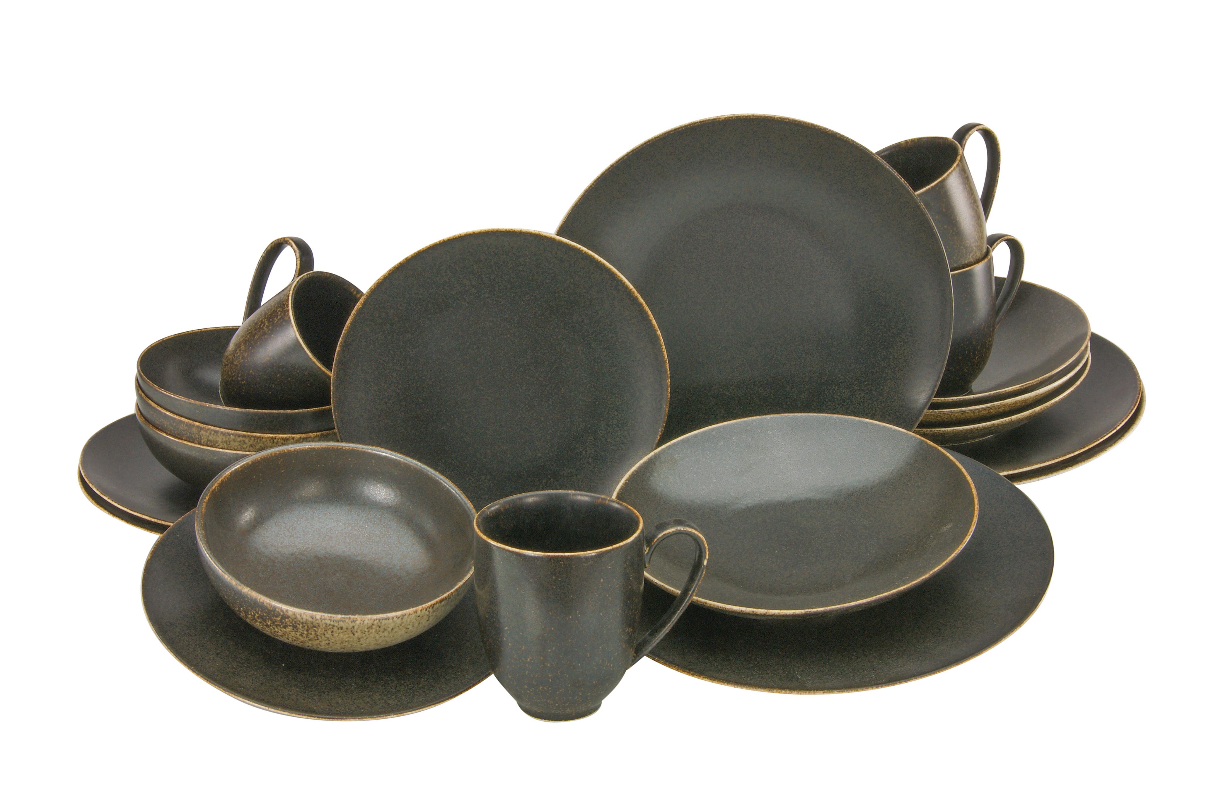Kombiservice Porzellan Schwarz Goldfarben - Goldfarben/Schwarz, Design, Keramik (33/34/34cm) - Creatable
