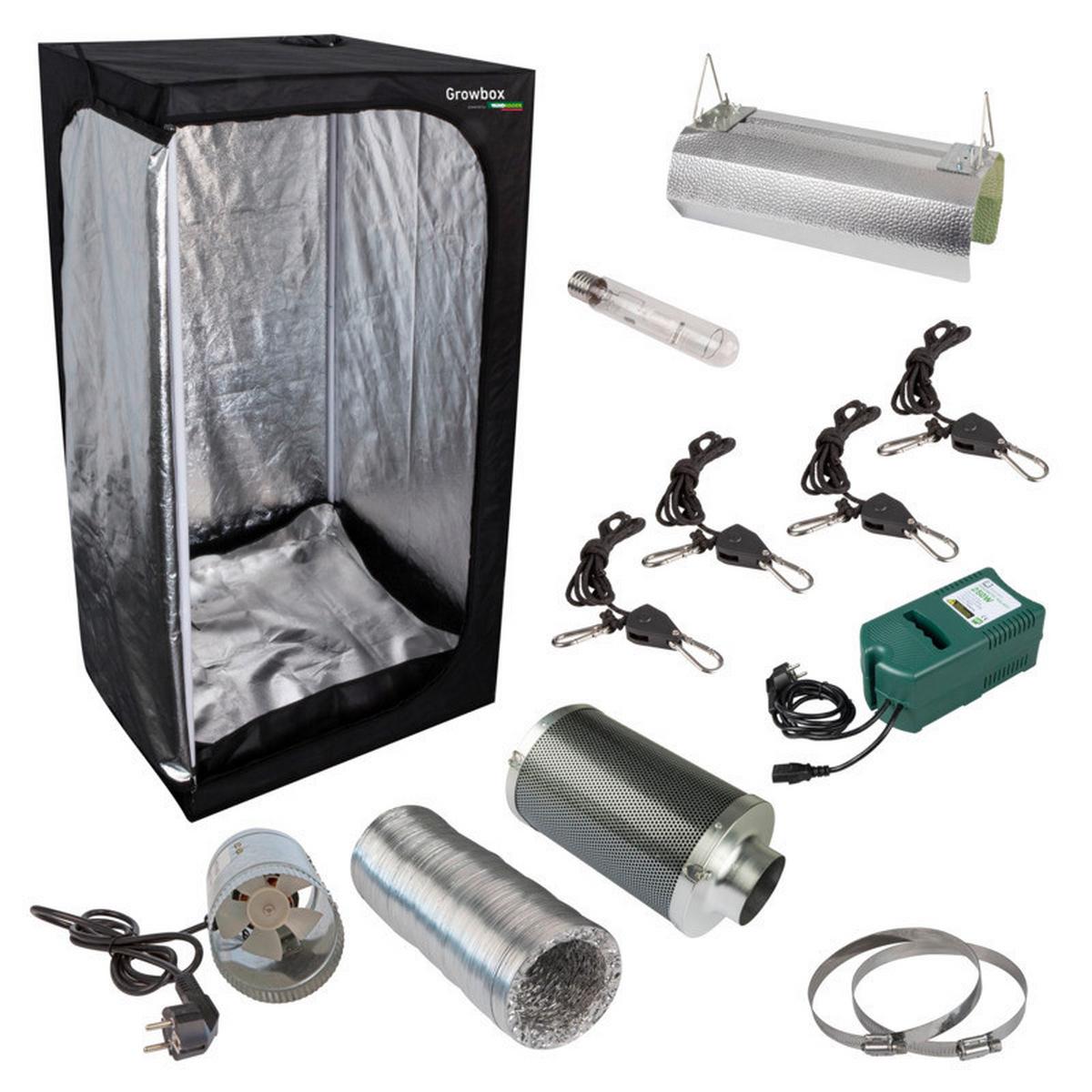Gewächshausbausatz Growbox Starterset Neu - Schwarz, Basics (80/160/80cm) - Windhager