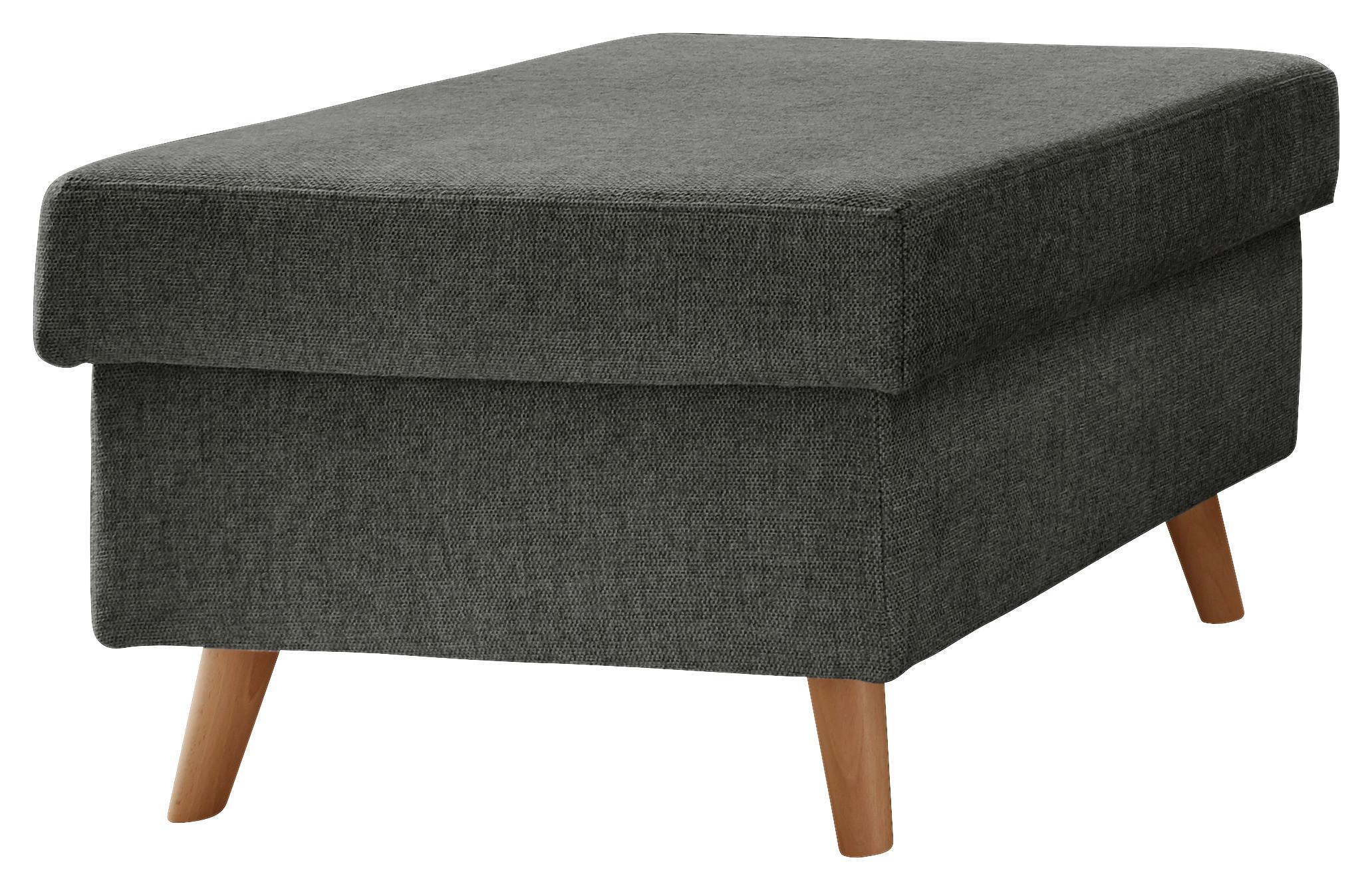 Hocker Valentina Anthrazit B: 61 cm - Anthrazit/Naturfarben, KONVENTIONELL, Textil (61/43/61cm) - P & B