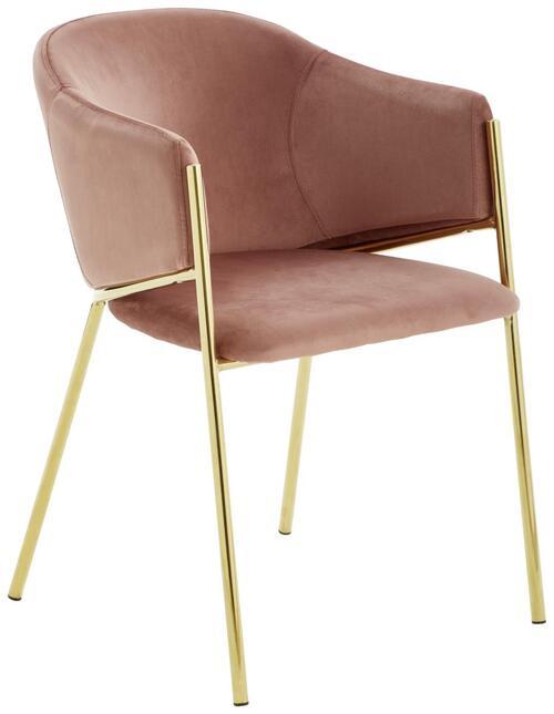 Armlehnstuhl Kronos -Trend Rosa/Gold - Goldfarben/Rosa, Trend, Textil/Metall (53/77/60cm) - Livetastic