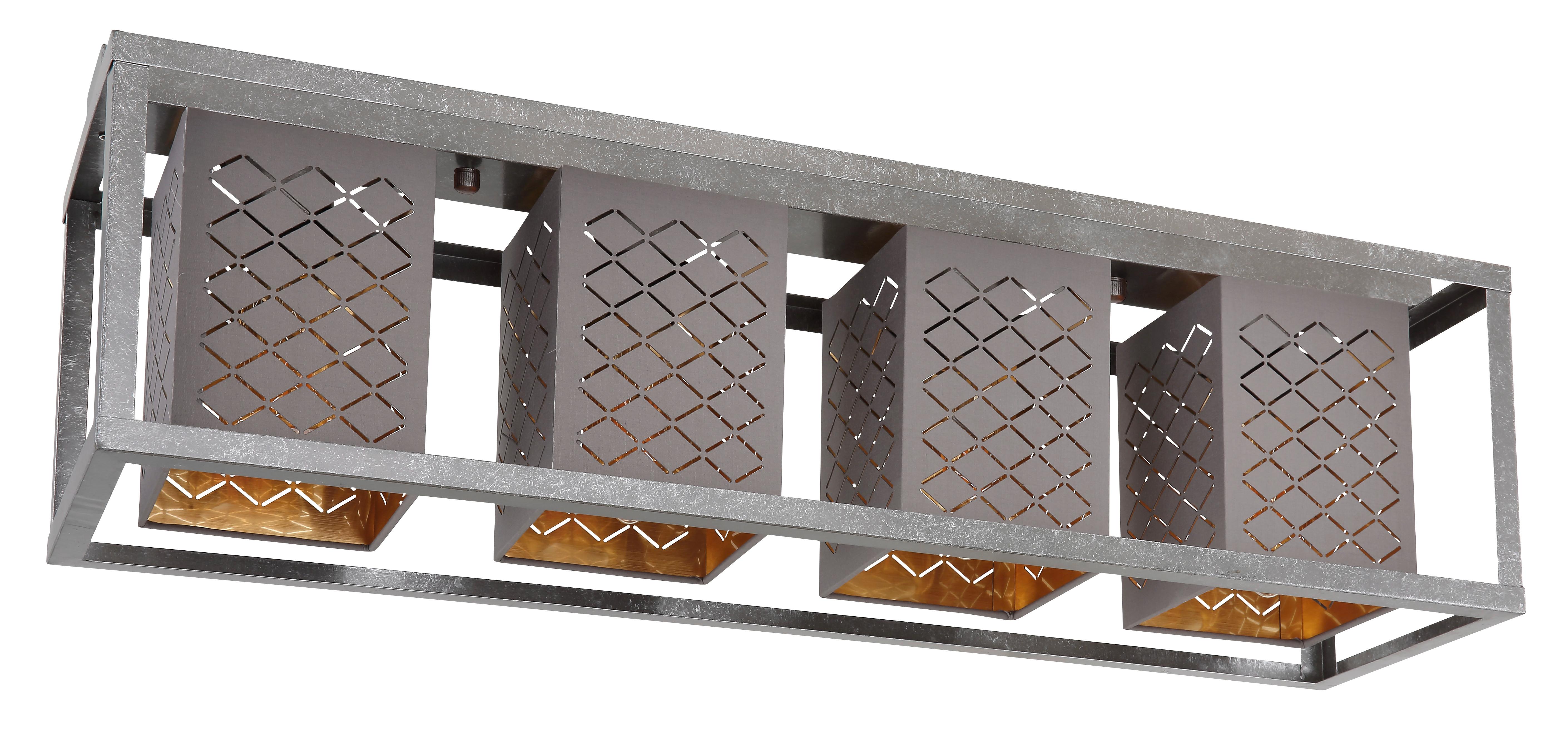 Deckenleuchte Thomas L: 75 cm 4-Flammig - Silberfarben/Goldfarben, Design, Textil/Metall (75/20/22,5cm) - Globo
