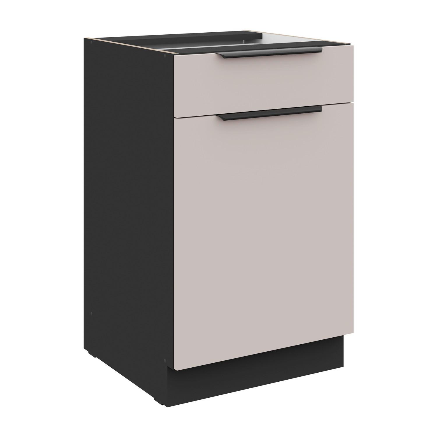 Konyhai Alsószekrény Arona 50/82cm - bézs/fekete, Modern, faalapú anyag/fém (50/82/52cm)