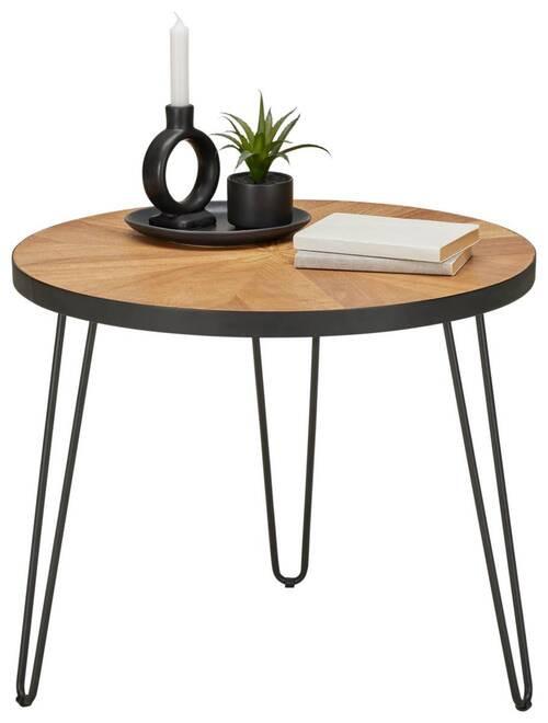 Konferenční stolek NOEL 60 - černá/přírodní barvy, Romantický / Rustikální, kov/dřevo (60/51/60cm) - Zandiara