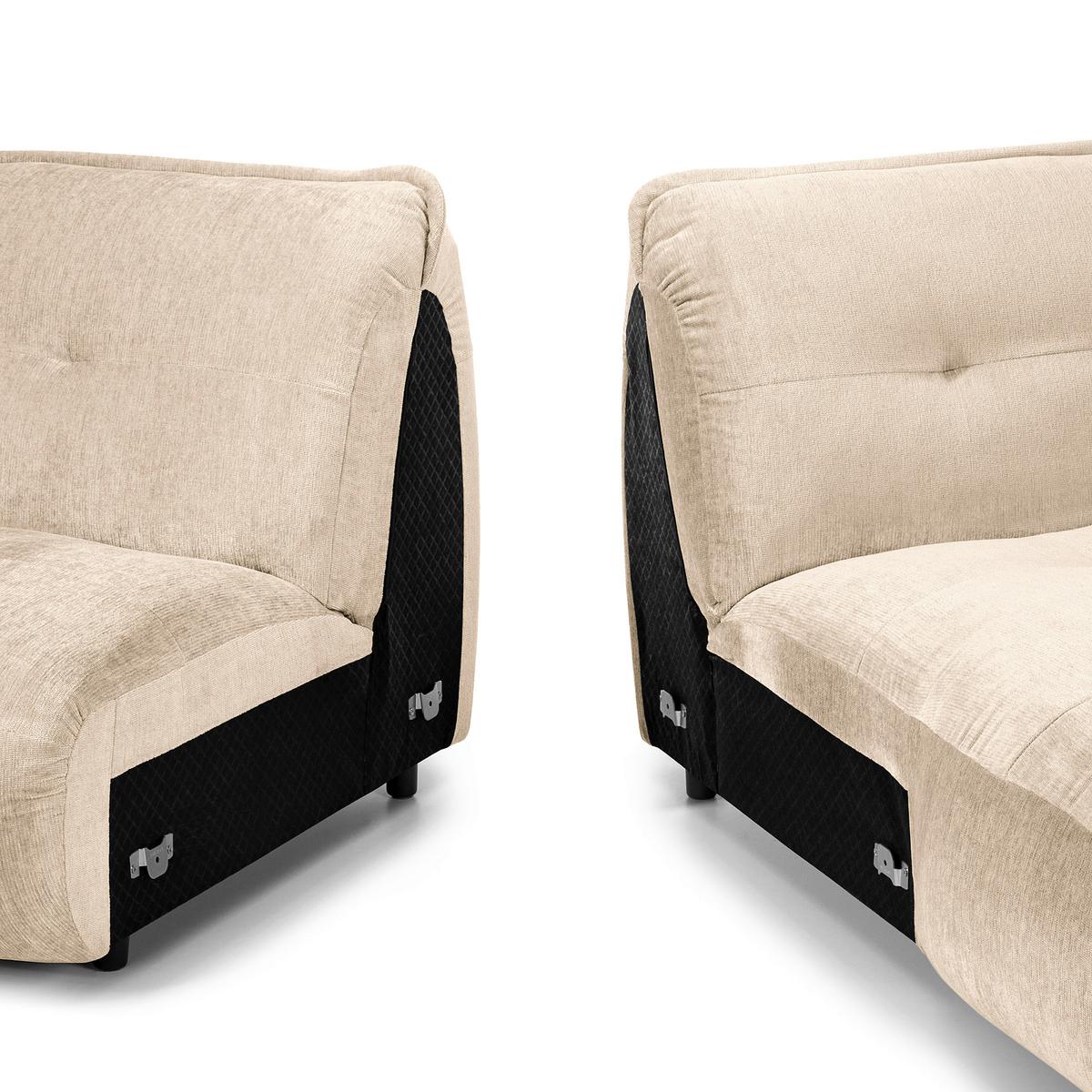 Ecksofa Fluffy, Creme S: 269x184 Cm - Creme/Schwarz, MODERN, Textil (269/184cm) - Trendmanufaktur