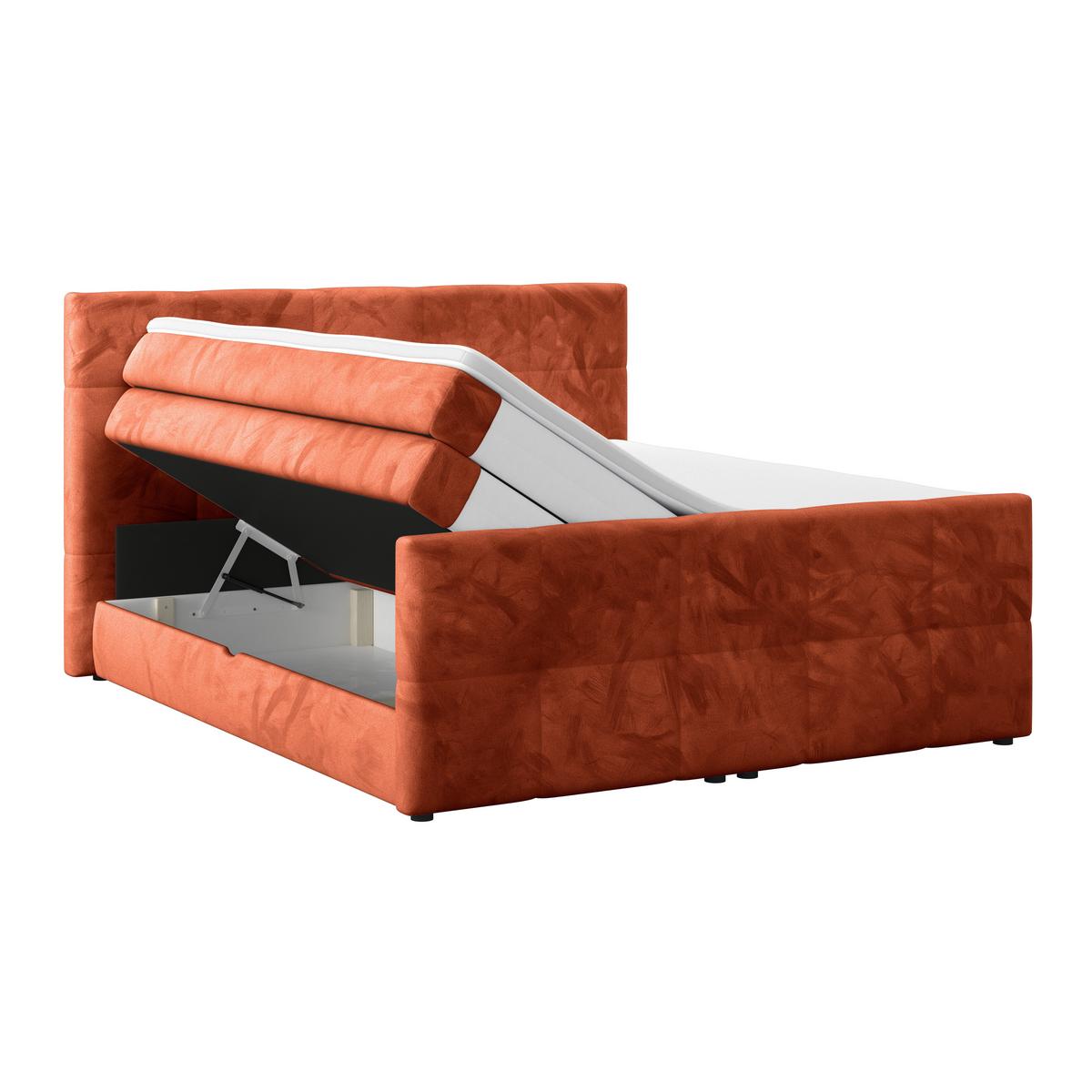 Boxspringbett mit Topper und Bettkasten 180x200 cm Medino - Rostfarben, KONVENTIONELL, Holz/Holzwerkstoff (180/200cm) - Luca Bessoni