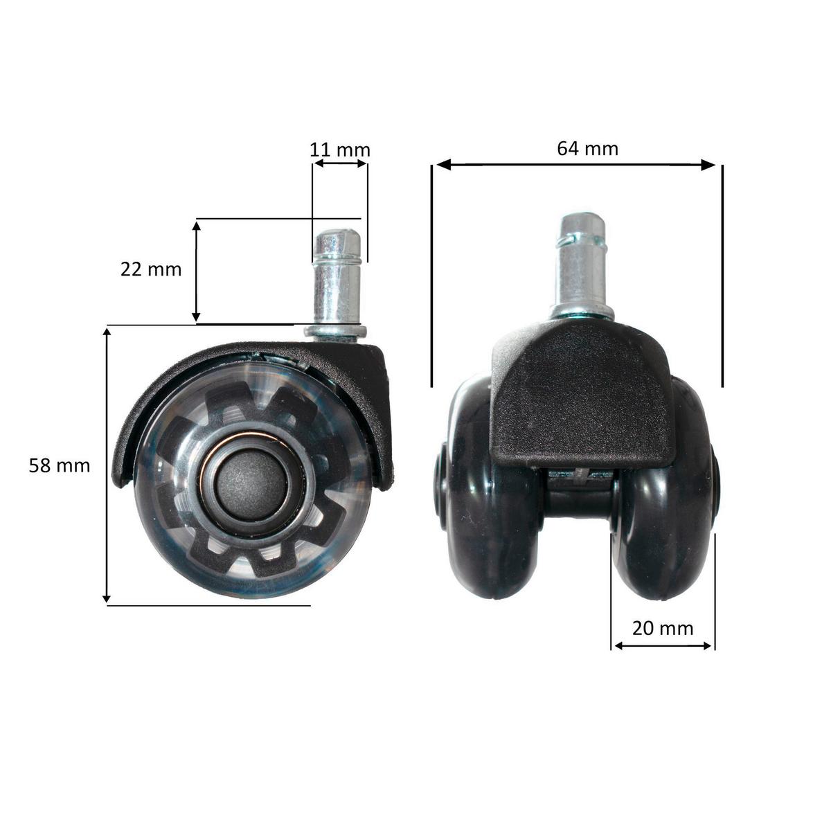 Drehstuhlrolle Schwarz B: 5 Cm - Schwarz, Design, Kunststoff (5/8/5cm) - Livetastic