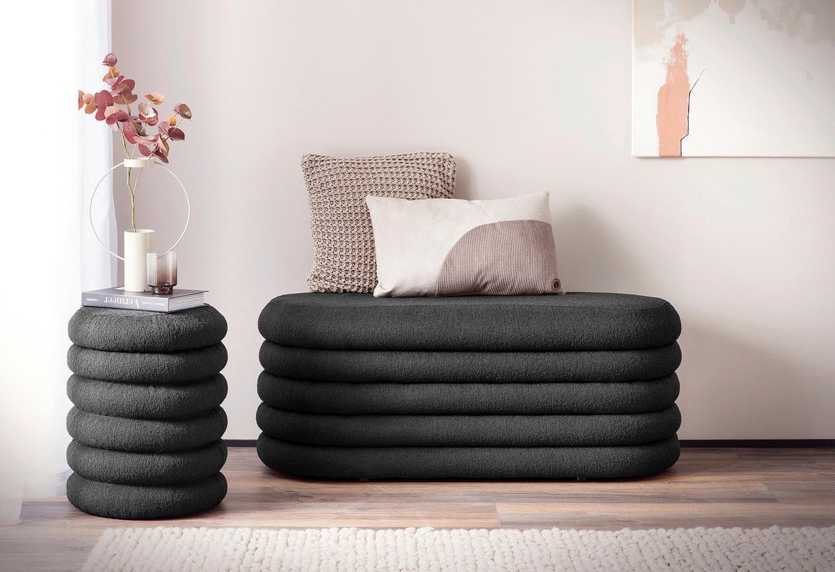 Bettbank Bouclé, Anthrazit B: 108 Cm - Anthrazit, MODERN, Textil (108/42/45cm) - Livetastic