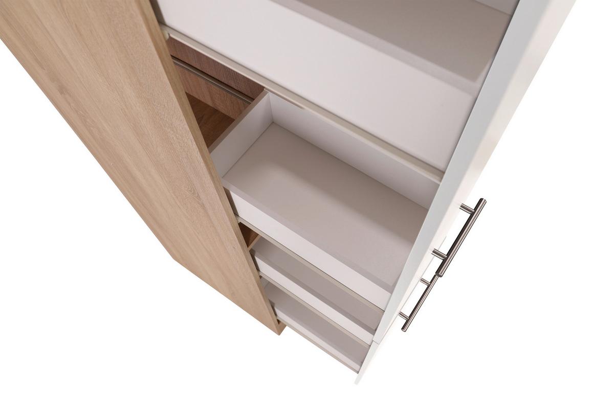 Apothekerschrank Merle Weiß, Eiche Dekor B:30cm - Eichefarben/Weiß, Basics, Holzwerkstoff (30/200/60cm) - Respekta
