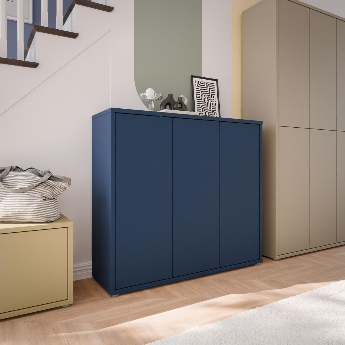 Botník barva modrá - šedá/tmavě modrá, Moderní, kompozitní dřevo/plast (109,2/99,1/34,9cm)