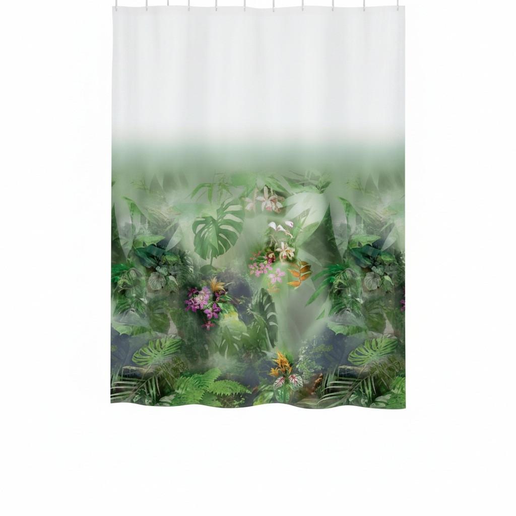 Duschvorhang in Grün Textil/Mischgewebe - Grün, Basics, Textil (180/200cm) - Spirella