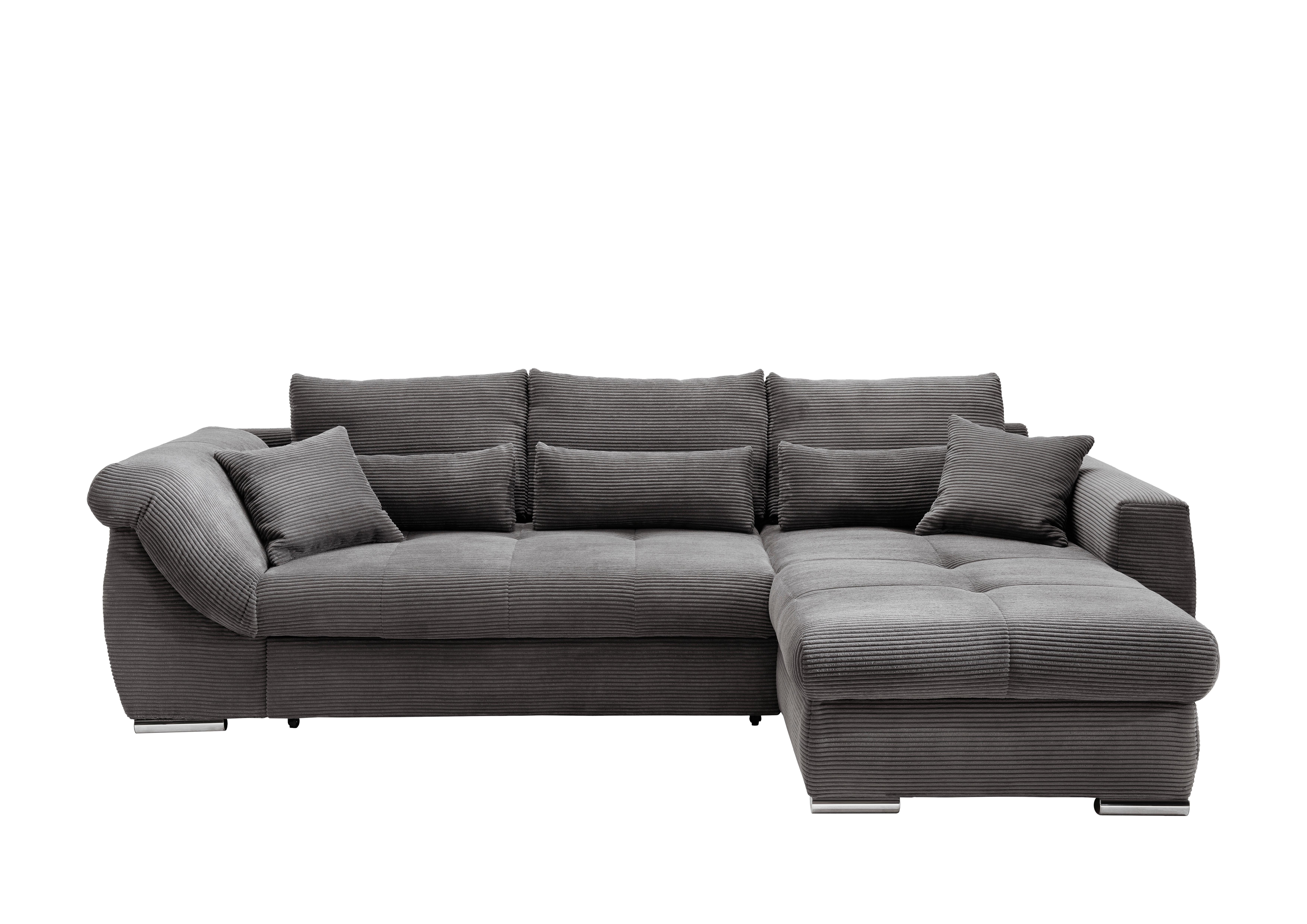 Ecksofa Federico Grau S: 302/188 cm - Chromfarben/Grau, MODERN, Textil (302/188cm) - MID.YOU