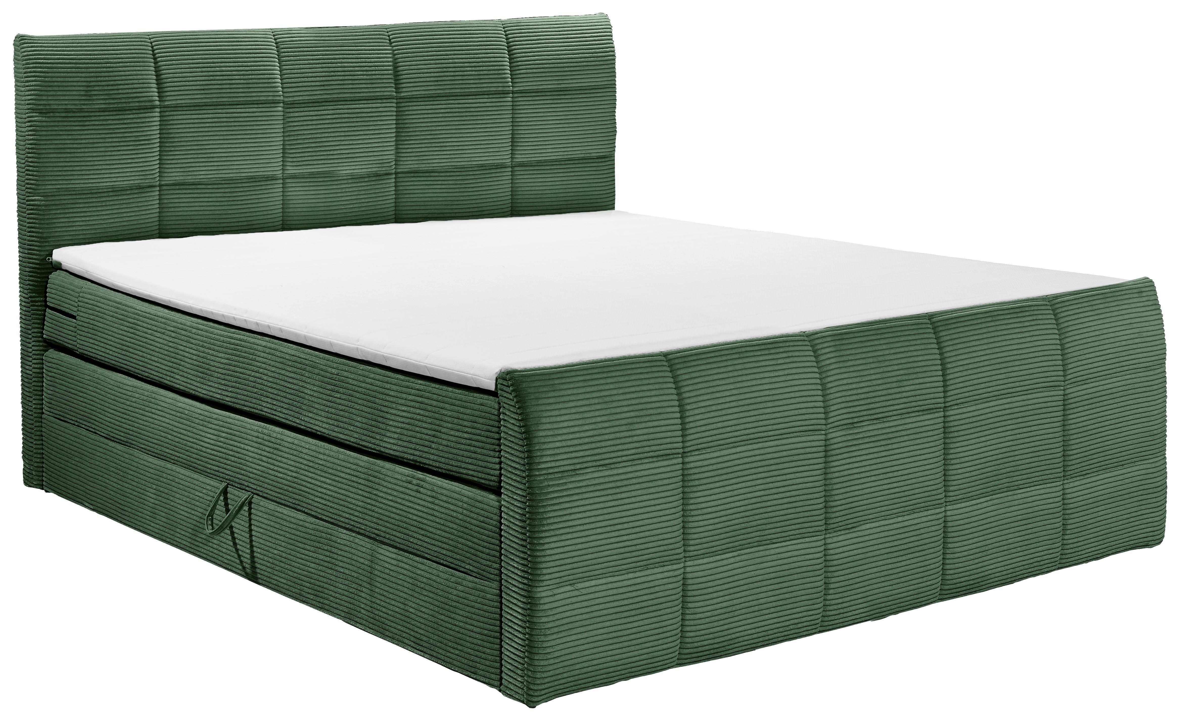 Boxspringbett Bolivia 6 - Schwarz/Olivgrün, MODERN, Holzwerkstoff/Textil (180/200cm) - MID.YOU