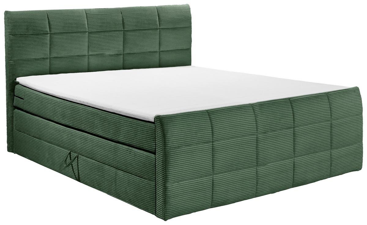 Boxspringbett Bolivia 6 - Schwarz/Olivgrün, MODERN, Holzwerkstoff/Textil (180/200cm) - MID.YOU